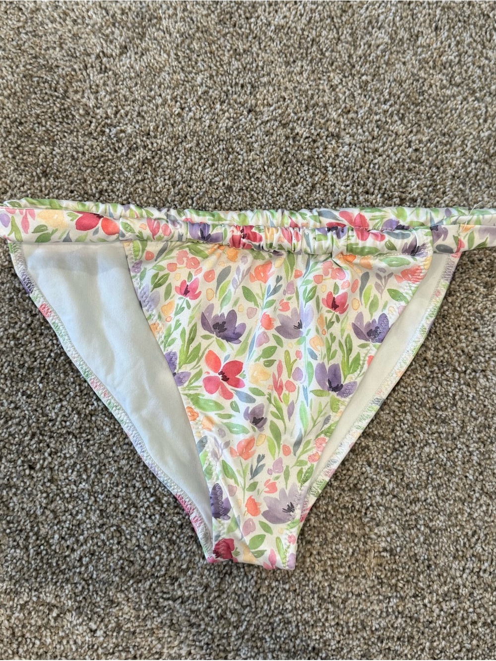 Floral Print Tie-Side Bikini Bottom - Pastel Multi